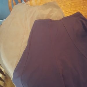 A tan and a chocolate skirt